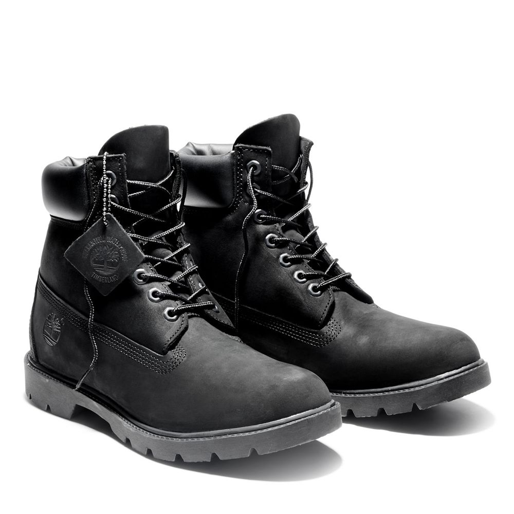 Bocanci De Zapada Timberland Barbati Negrii - 6-Inch Basic Waterproof W/Padded Collar - Romania - YW